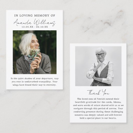 フォトメモリアル葬儀 – サンキューカード 名刺 (正面/裏面)