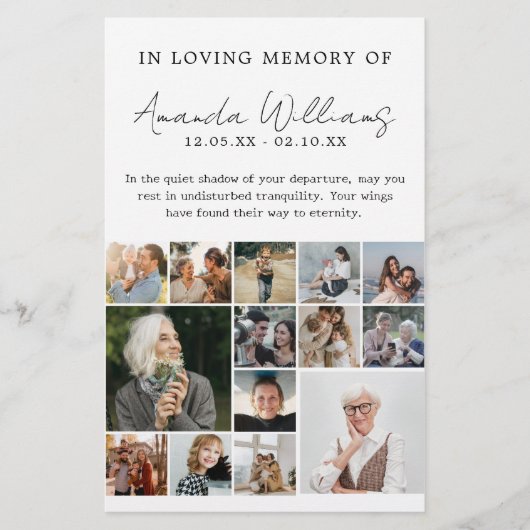 フォトメモリアル葬儀 – 15フォトコラージュ祈りの言葉 チラシ (正面)