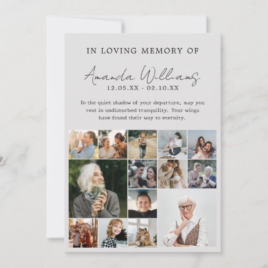 フォトメモリアル葬儀 – 15フォトコラージュ サンキューカード (正面)