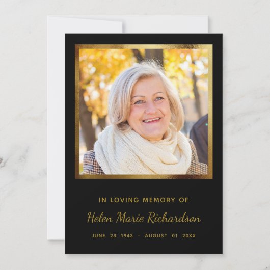 フォトメモリアル金ゴールド悔やみや弔慰ありがとう サンキューカード (正面)