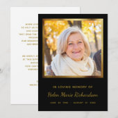 フォトメモリアル金ゴールド悔やみや弔慰ありがとう サンキューカード (正面/裏面)