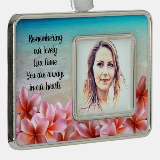 フォトメモリビーチプルメリアトロピカル シルバープレートフレームオーナメント (右)