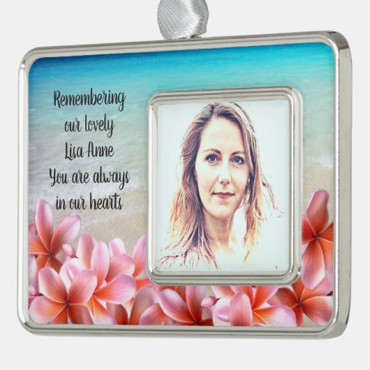 フォトメモリビーチプルメリアトロピカル シルバープレートフレームオーナメント (左)