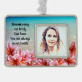 フォトメモリビーチプルメリアトロピカル シルバープレートフレームオーナメント (正面)