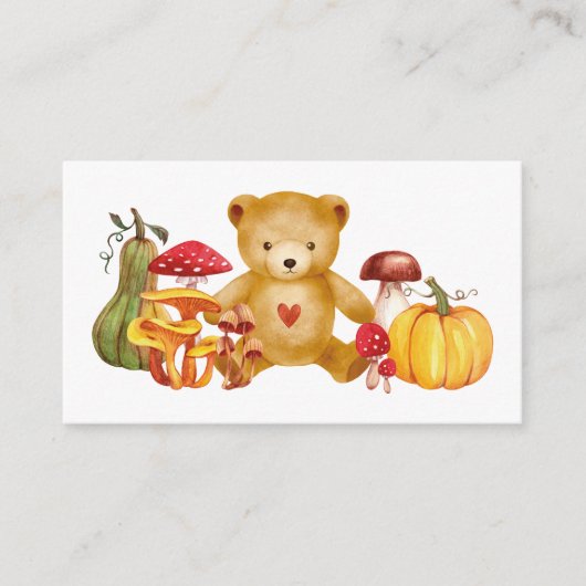 フォトメモリーズ秋テディベア赤ちゃんシャワー エンクロージャーカード (正面)