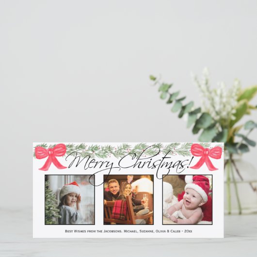 フォトメリークリスマスウォーターカラーガーランド&ボウズ シーズンカード (スタンド正面)