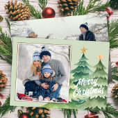 フォトメリークリスマスウォーター色クリスマスツリー シーズンカード