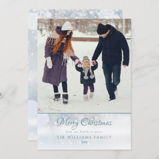 フォトメリークリスマスエレガント冬の霜 シーズンカード (正面/裏面)