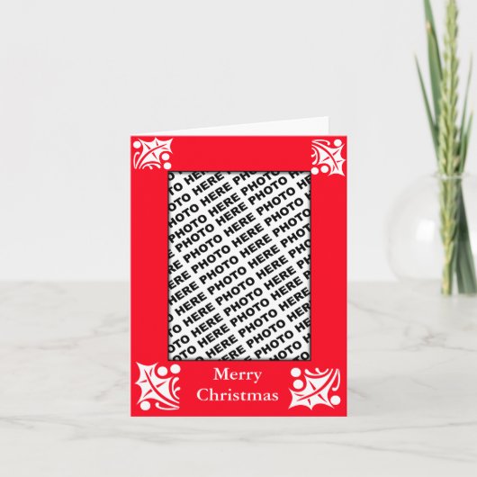 フォトメリークリスマスカード赤い葉を追加 シーズンカード (正面)