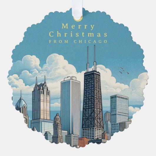 フォトメリークリスマスシカゴオーナメントカードの追加 オーナメントカード (正面)