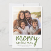 フォトメリークリスマススクリプトミニマル – 緑 シーズンカード (正面)