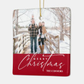 フォトメリークリスマススクリプト書道ファミリー セラミックオーナメント (左)