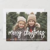 フォトメリークリスマススクリプト白いオーバーレイ紫 シーズンカード (正面)