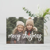 フォトメリークリスマススクリプト白いオーバーレイ紫 シーズンカード (スタンド正面)