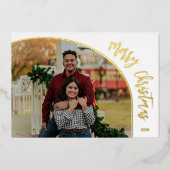 フォトメリークリスマススクリプト金ゴールド 箔シーズンカード (正面)