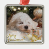 フォトメリークリスマススノーフレーク金ゴールド メタルオーナメント (正面)