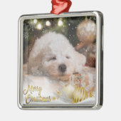 フォトメリークリスマススノーフレーク金ゴールド メタルオーナメント (左)