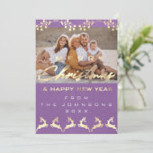 フォトメリークリスマスハッピークラフト金ゴールド紫 シーズンカード (スタンド正面)