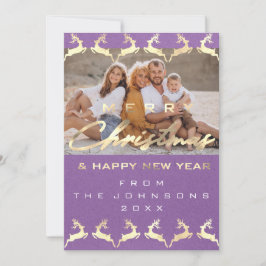 フォトメリークリスマスハッピーディア金ゴールド紫 シーズンカード