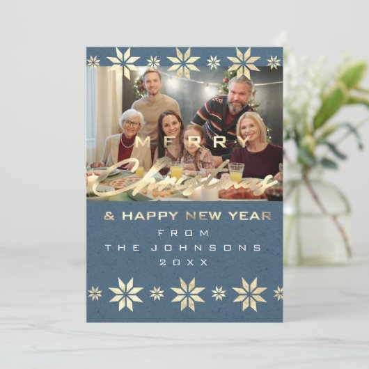 フォトメリークリスマスハッピーニューイヤーグレー シーズンカード (スタンド正面)