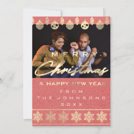 フォトメリークリスマスハッピーニューイヤーサンゴ シーズンカード