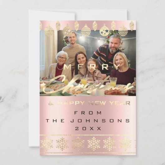 フォトメリークリスマスハッピーニューイヤーバラ シーズンカード (正面)