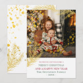 フォトメリークリスマスハッピーニューイヤーパーソナライズされた シーズンカード (正面/裏面)