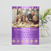 フォトメリークリスマスハッピーニューイヤーパープル シーズンカード (スタンド正面)