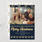 フォトメリークリスマスハッピーニューイヤーモダン海軍 シーズンカード (正面/裏面)