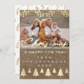 フォトメリークリスマスハッピーニューイヤーKraft金ゴールド シーズンカード (正面/裏面)
