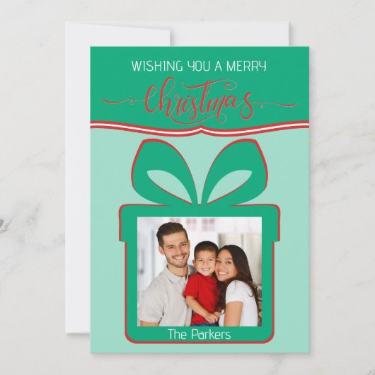 フォトメリークリスマスフラットグリーティングカード カード (正面)