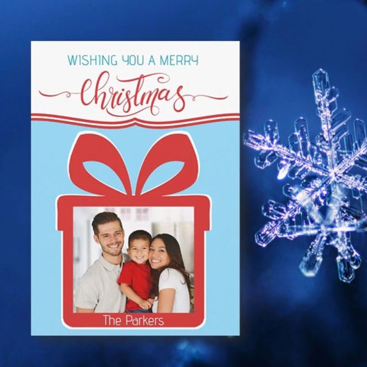 フォトメリークリスマスフラットグリーティングカード カード