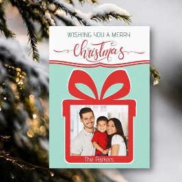 フォトメリークリスマスフラットグリーティングカード カード