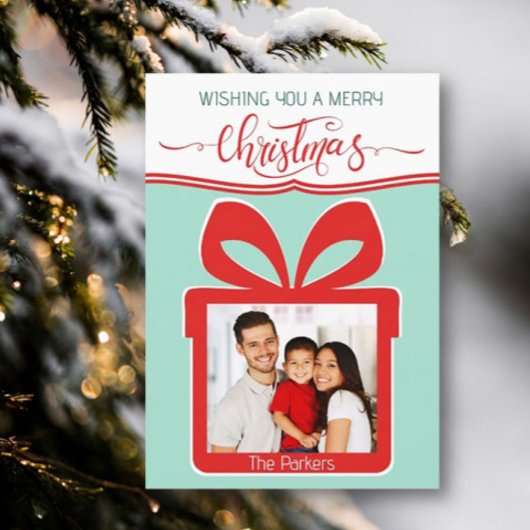 フォトメリークリスマスフラットグリーティングカード カード