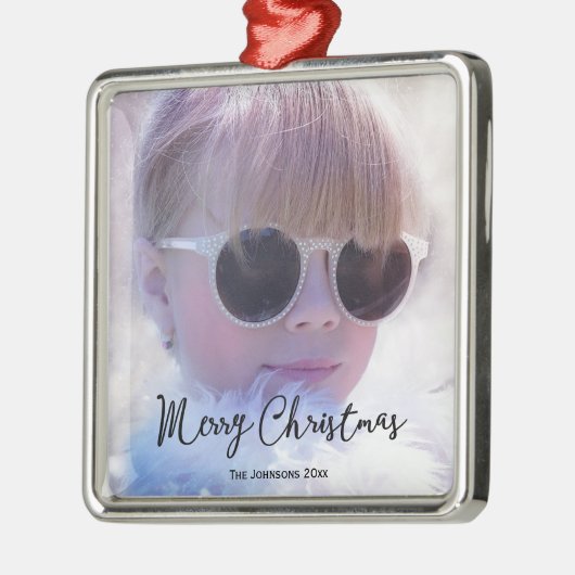 フォトメリークリスマスプレミアムスクエアオーナメント メタルオーナメント (左)