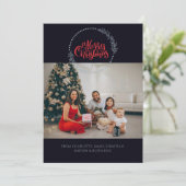 フォトメリークリスマスリース パーソナライズされた シーズンカード (スタンド正面)