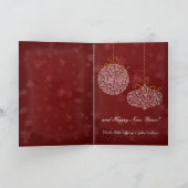 フォトメリークリスマスレッドスターズホワイトオーナメント シーズンカード (内部)