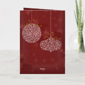 フォトメリークリスマスレッドスターズホワイトツリー シーズンカード (裏面)