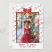 フォトメリークリスマスレッドボタニカルベリー シーズンカード (正面)