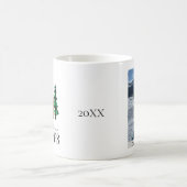 フォトメリークリスマス赤い緑の格子木 コーヒーマグカップ (中央)