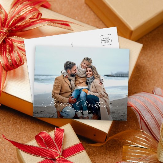 フォトメリーモダンクリスマスの休日はがき シーズンポストカード
