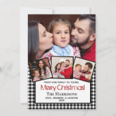 フォトメリーモダンクリスマスブラックバッファロープレイド シーズンカード (正面)