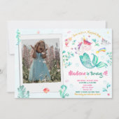フォトメルミコーン誕生日の招待ガールマジカル 招待状 (正面)