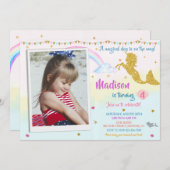 フォトメルミコーン誕生日の招待マジカルパーティー 招待状 (正面/裏面)