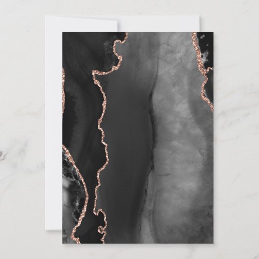 フォトモダンアゲート黒バラ金ゴールド日付の保存 セーブザデート (裏面)