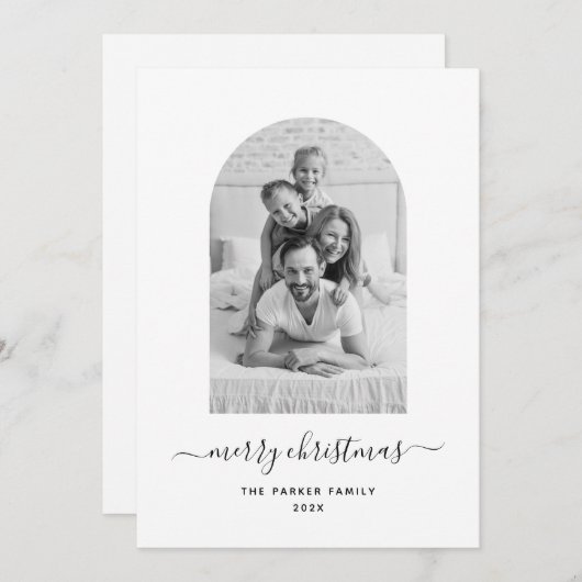 フォトモダンアーチ |メリークリスマス シーズンカード (正面/裏面)