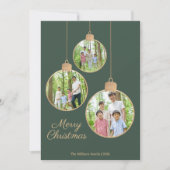 フォトモダンオーナメントグリーンクリスマス シーズンカード (正面)