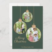 フォトモダンオーナメントグリーンクリスマス シーズンカード (正面/裏面)