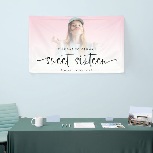フォトモダンオーバーレイへようこそSweet sixteen 横断幕 (トレードショー)