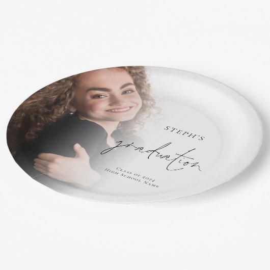 フォトモダンオーバーレイ名2024卒業パーティー ペーパープレート (アングル)